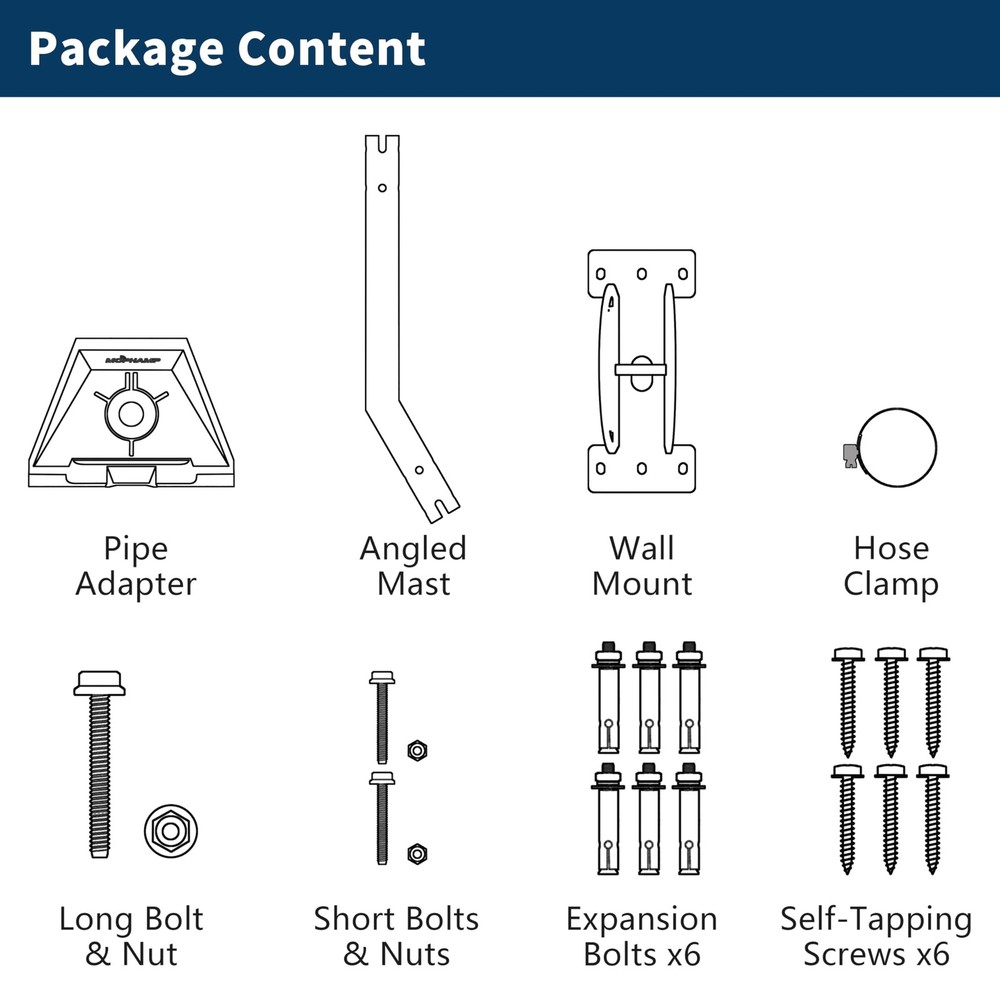 Starlink Gen 3 Wall Mount Kit Adjustable Include Pipe Adapter Tilted 20°, Sta...