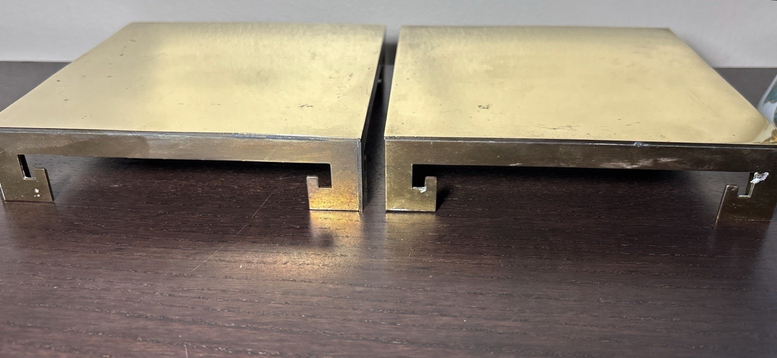 Beautiful Pair of Large Chinese Jingdezhen Porcelain Vases on Brass Stands 16”