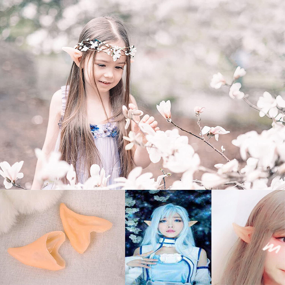 Halloween Cosplay Elf Ears Latex Hobbit Pixie Fairy Vulcan Alian Costume Props