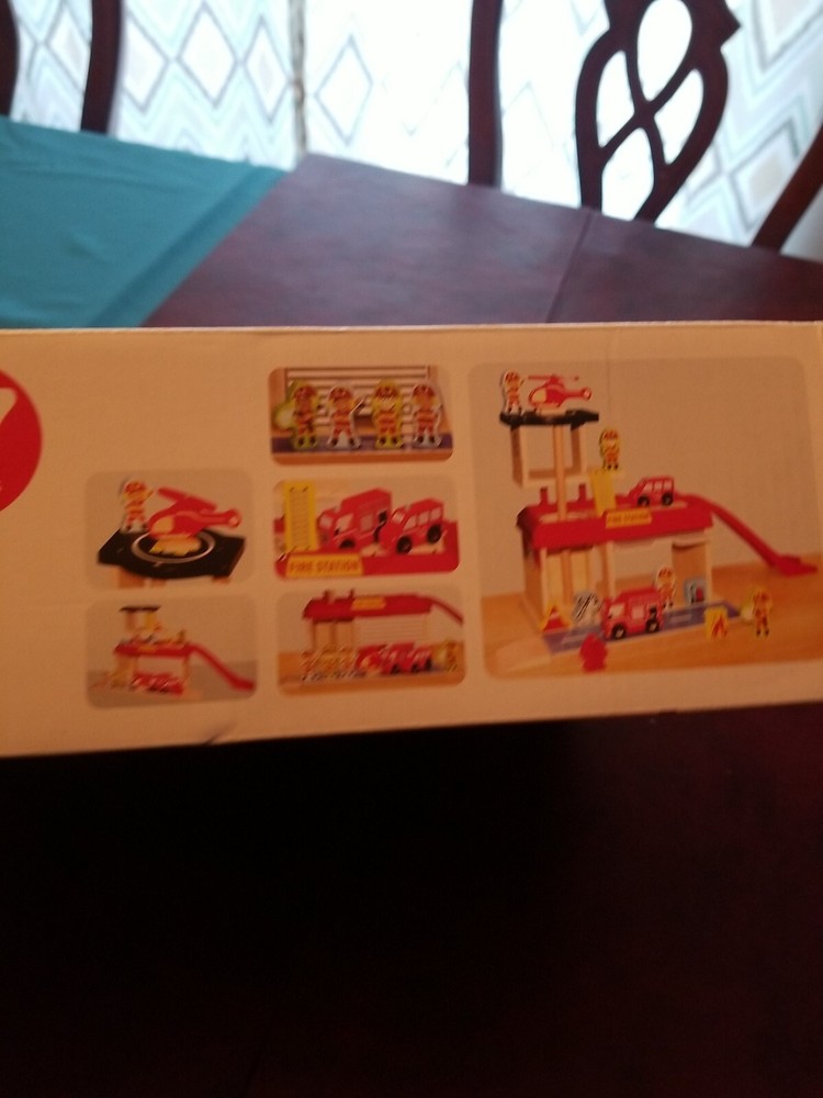First Learning 17-pc Wooden Fire Station Play Set.