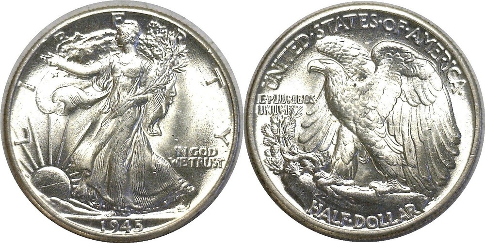 1945 50C Walking Liberty Half Dollar Silver Uncirculated