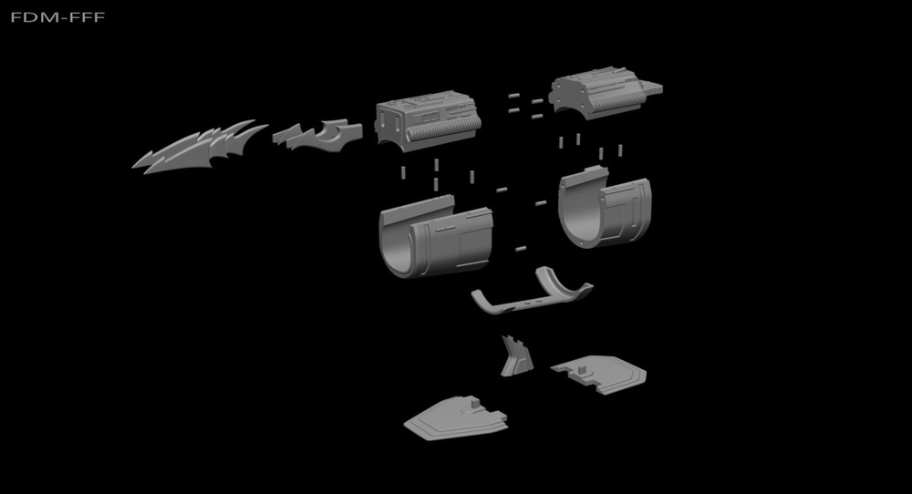 Predator Gauntlet Forearm Right, two versions - File STL-OBJ for 3D printing -
