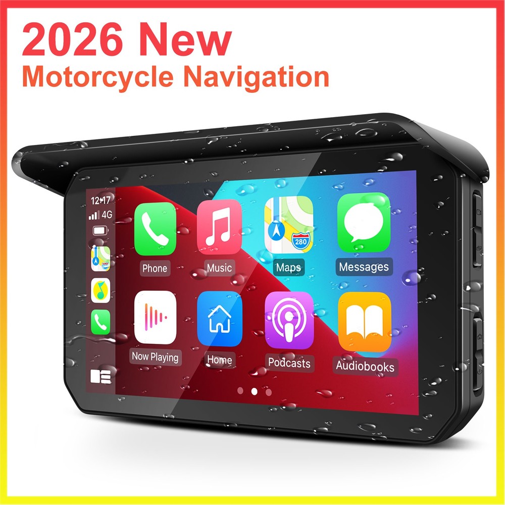 Motorcycle Wireless CarPlay Android Auto GPS Navigator Waterproof Touchscreen