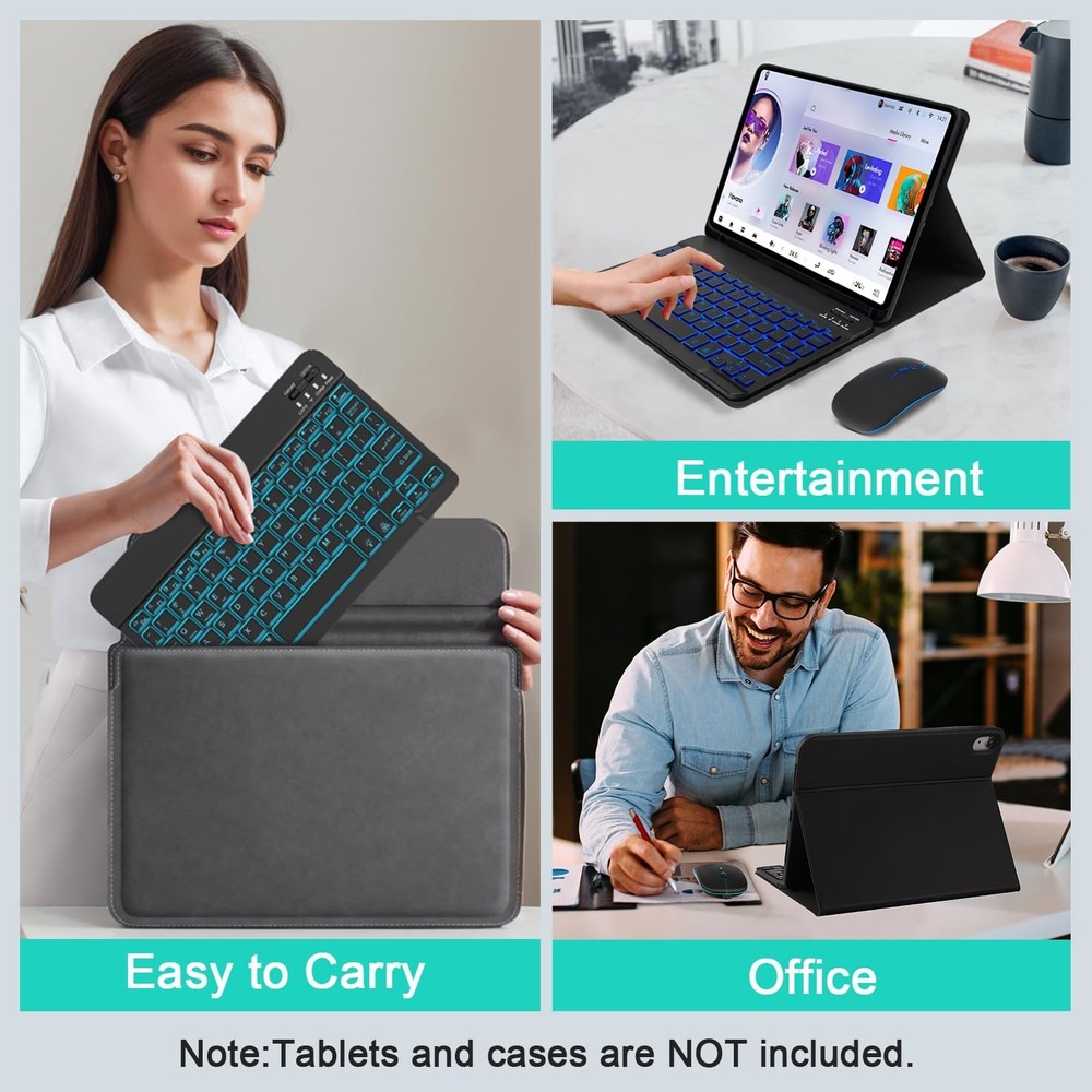 Wireless Keyboard And Mouse Combo, Rechargeable Bluetooth Keyboard & Mouse wi...