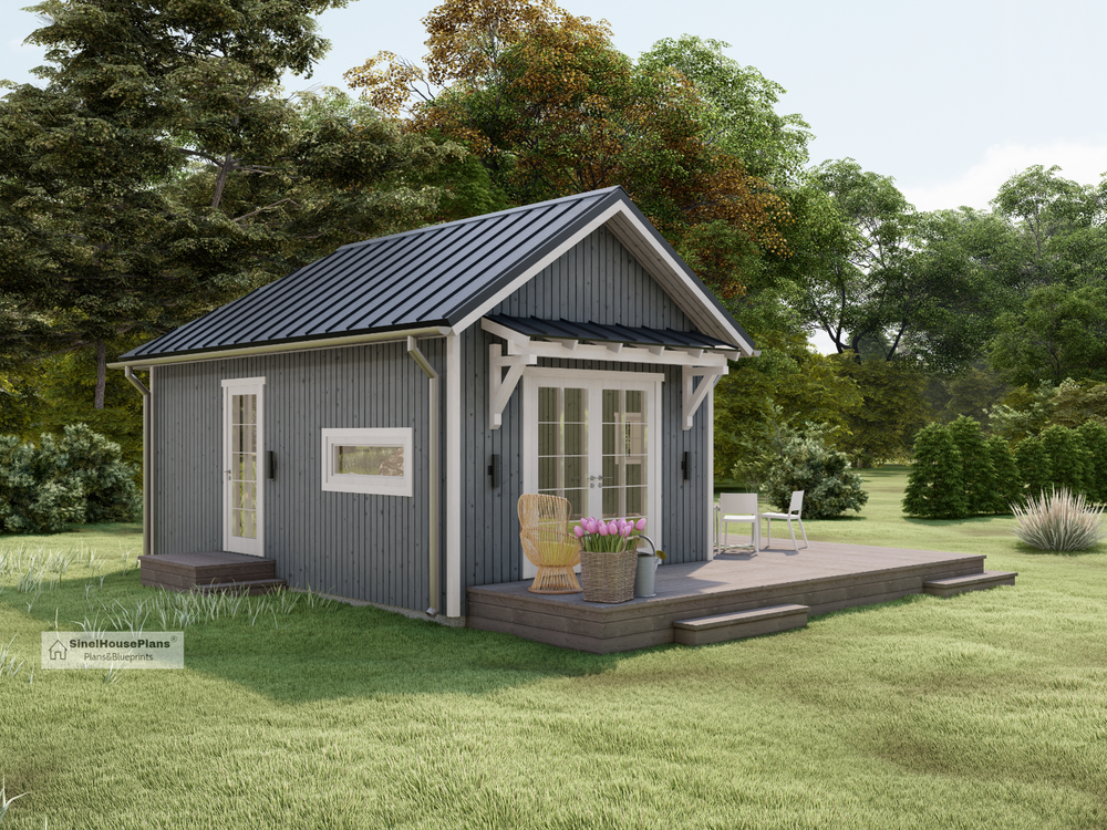 Cabin/Tiny Home Plan, 628 SF. Cottage Style House Blueprints