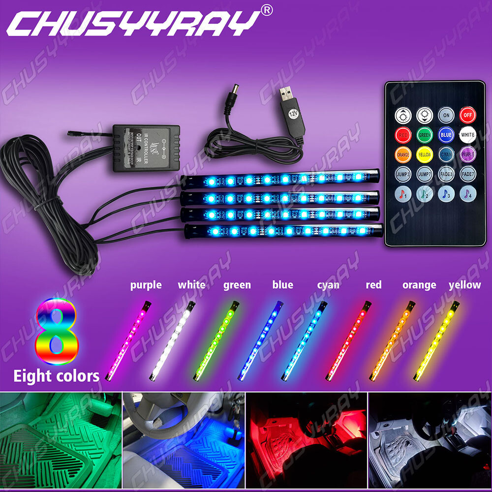 4Pcs RGB PC Case LED Strip Computer Light Bar PC Game Light With remote control