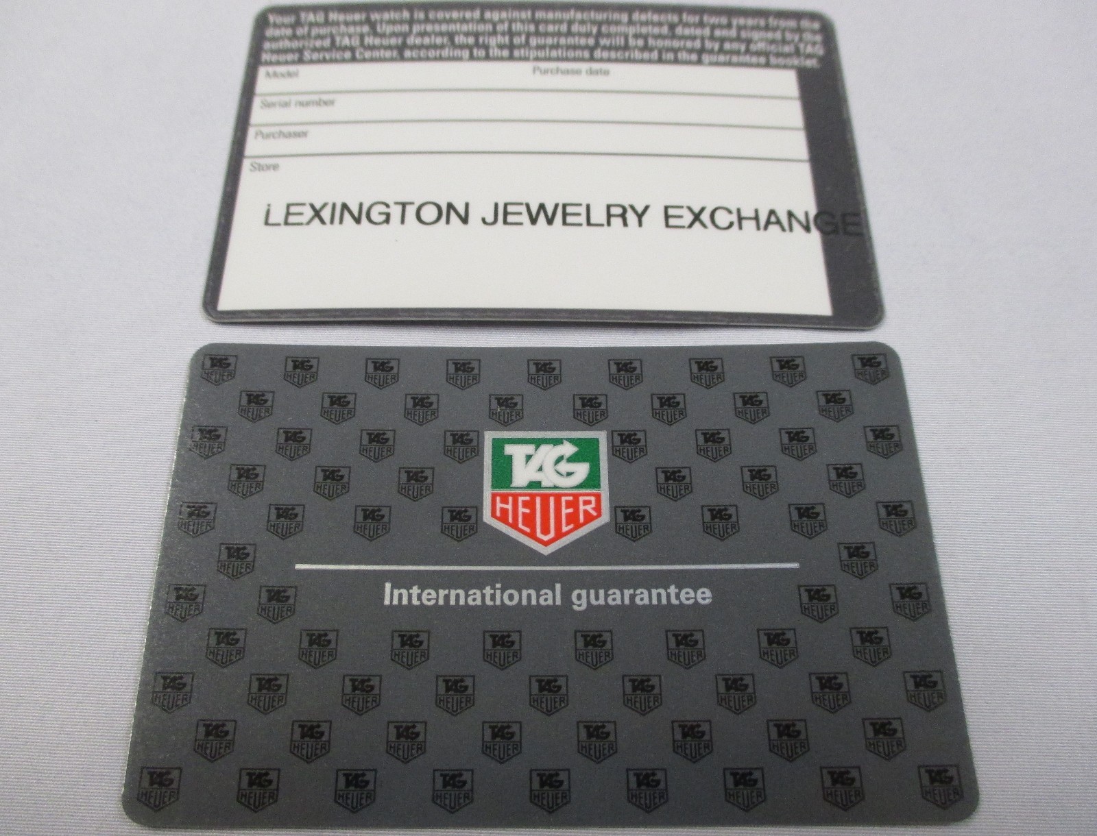Open Gray Grey TAG HEUER 2 Year International Guarantie Card Dealer Store Stamp