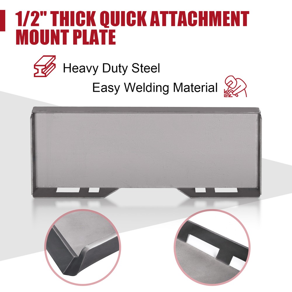 1/2" thick Skid Steer Mount Plate Adapter Loader Quick Tach Attachment