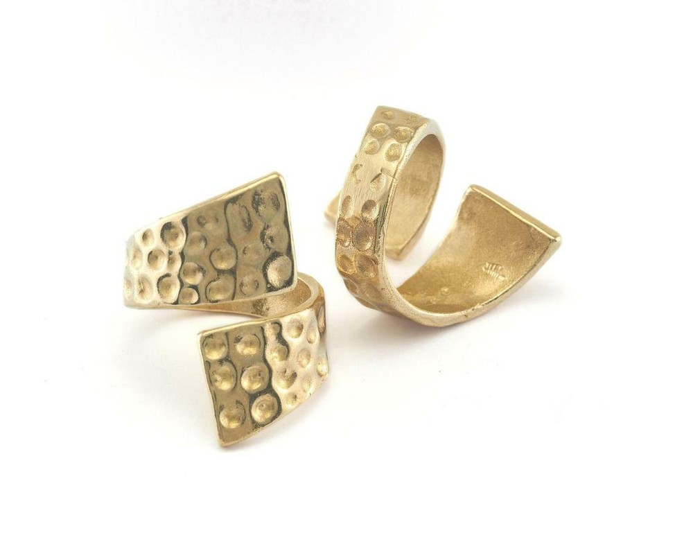 Wrap Hammered Ring Adjustable Raw Brass (17.5mm 7US inner size) 4701