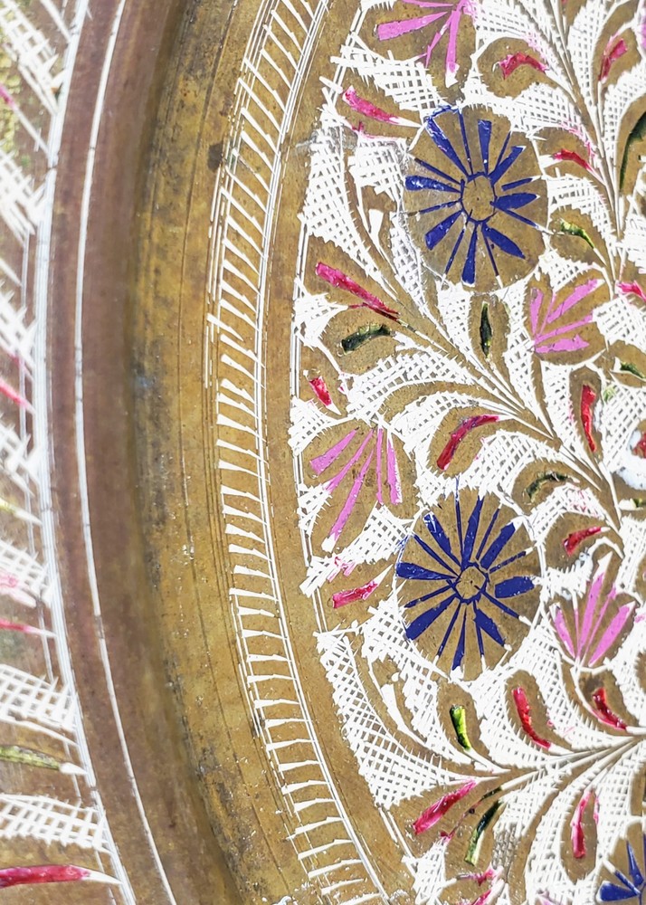 Vintage 6 pc Middle Eastern Turkish style solid brass coffee or tea pitcher cups