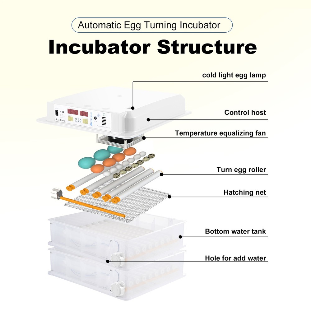 Automatic 120 Eggs Incubator Temperature Control Digital Chicken Egg Hatcher--