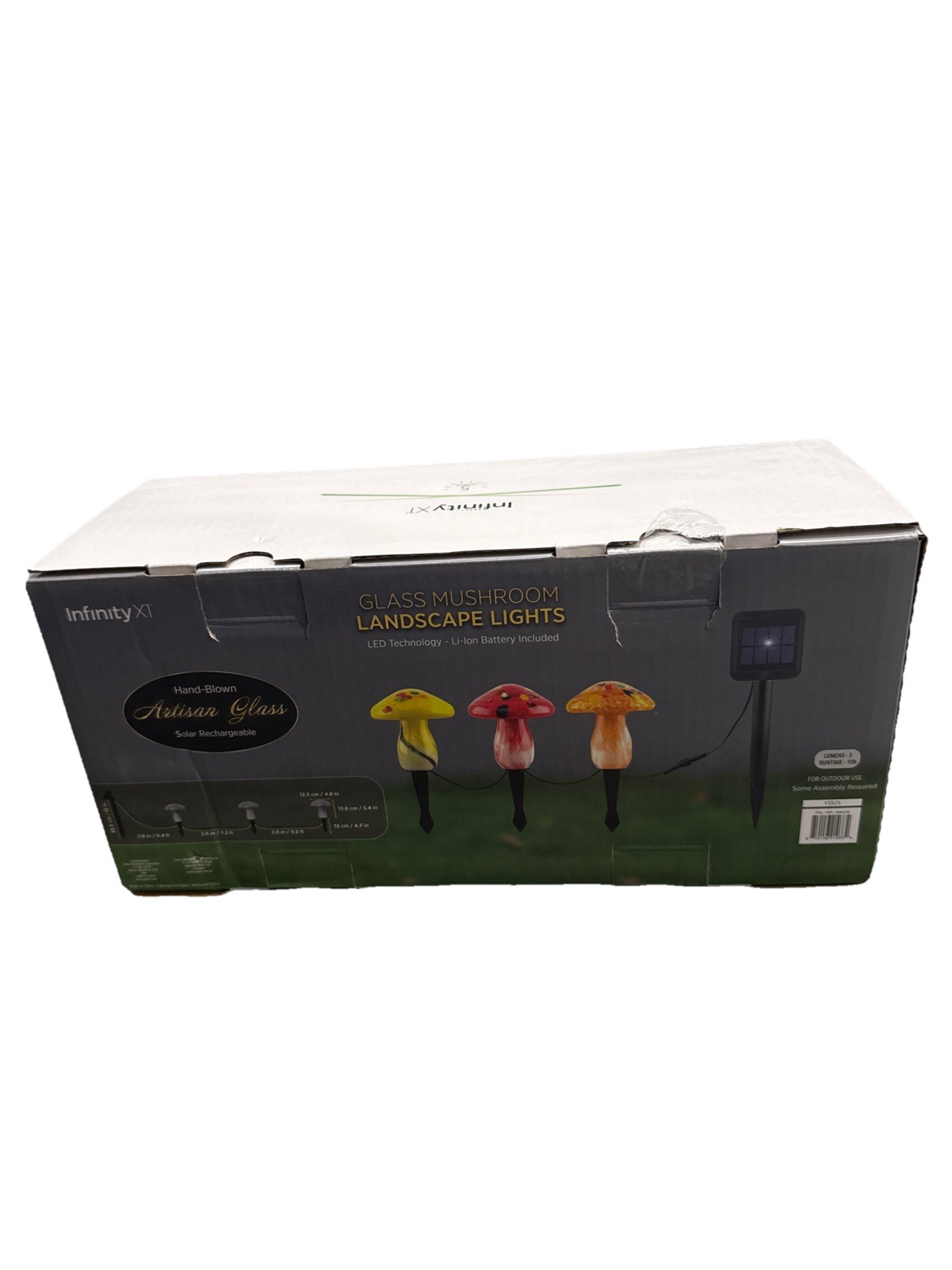 Infinity X1 Glass Mushroom Landscape Solar Lights Hand Blown Artisan 3-pack