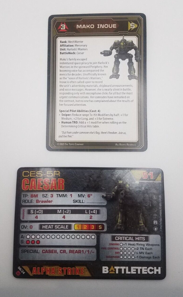 Battletech Mercenaries - Caesar *Mech & Cards*