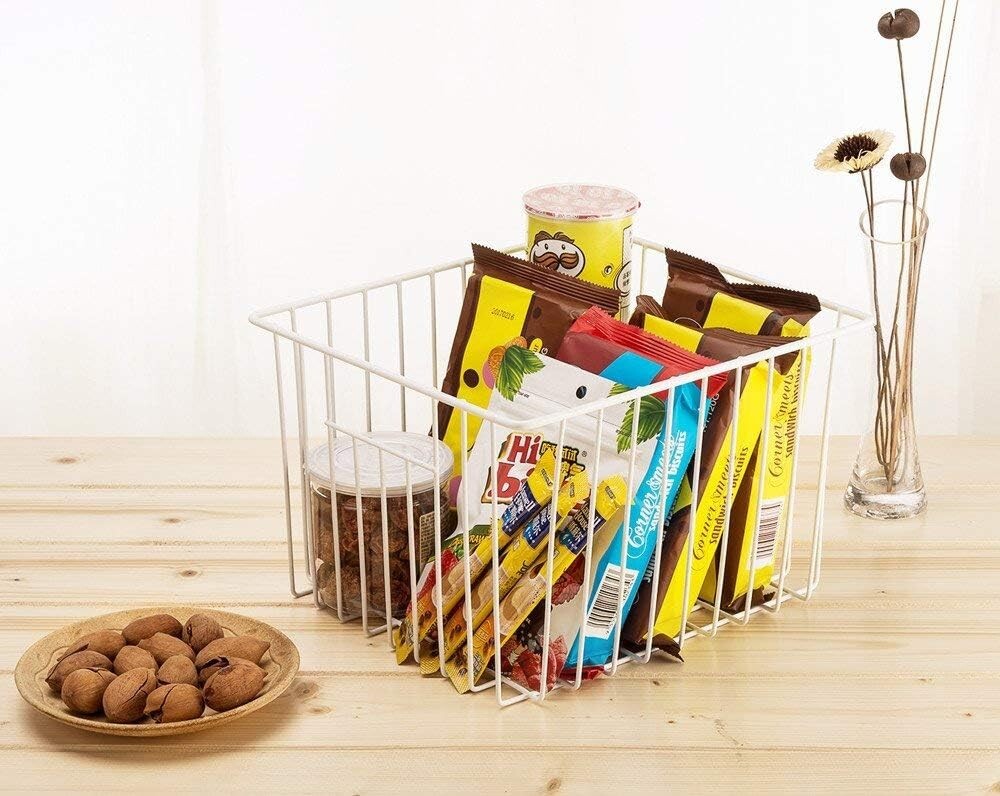 Portable Wire Storage Baskets for Kitchen or Bathroom - Easy Clean & Organize