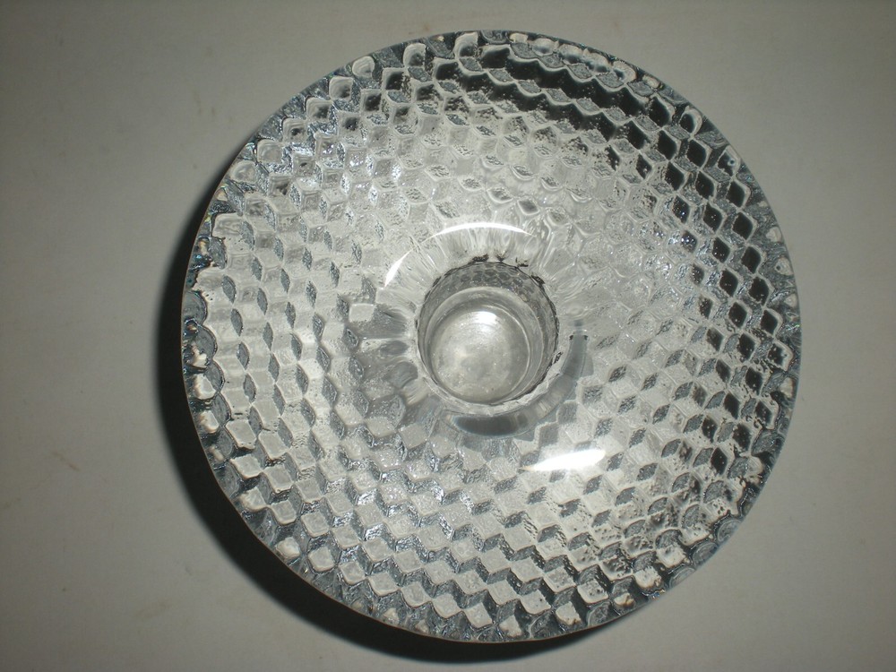 Candle Holders Contemporary Pair Cubism Glass Pattern vtg
