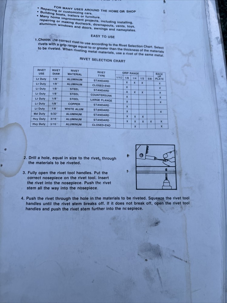 Rivet Gun Tool Riveter, 4 Nose Set