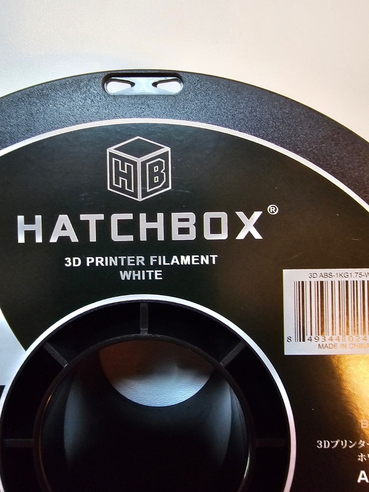 #02-Opened HATCHBOX ABS 3D Printer Filament - White (ABS-1KG1.75-WHT) Slight Use