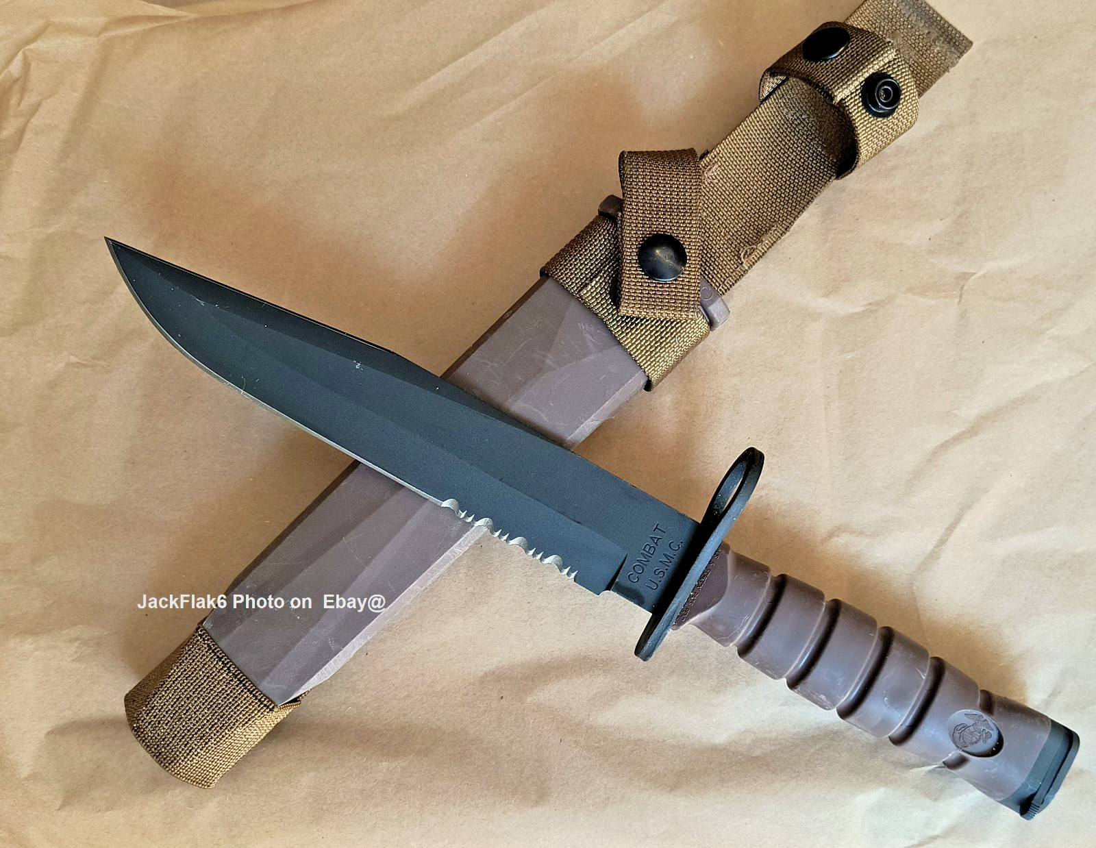 Vintage OKC3S Knife USMC Marine Corps Bayonet Ontario Knife Co & Scabbard