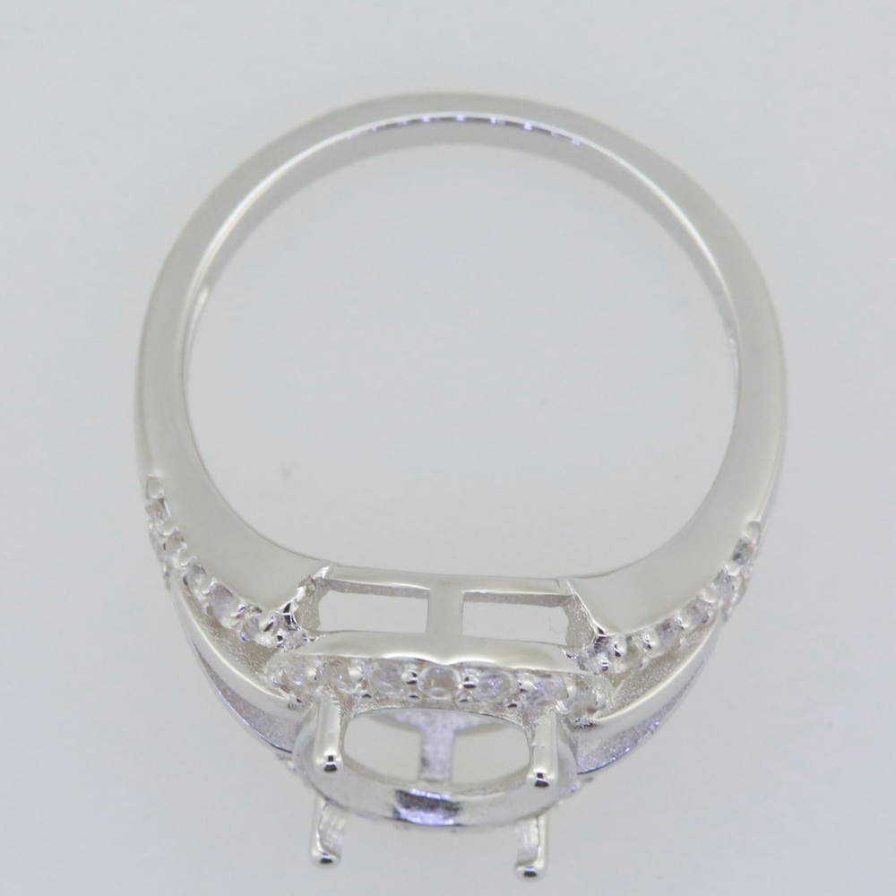 Sterling Silver Semi Mount Ring Setting Oval OV 10x8mm White Topaz Split Shank