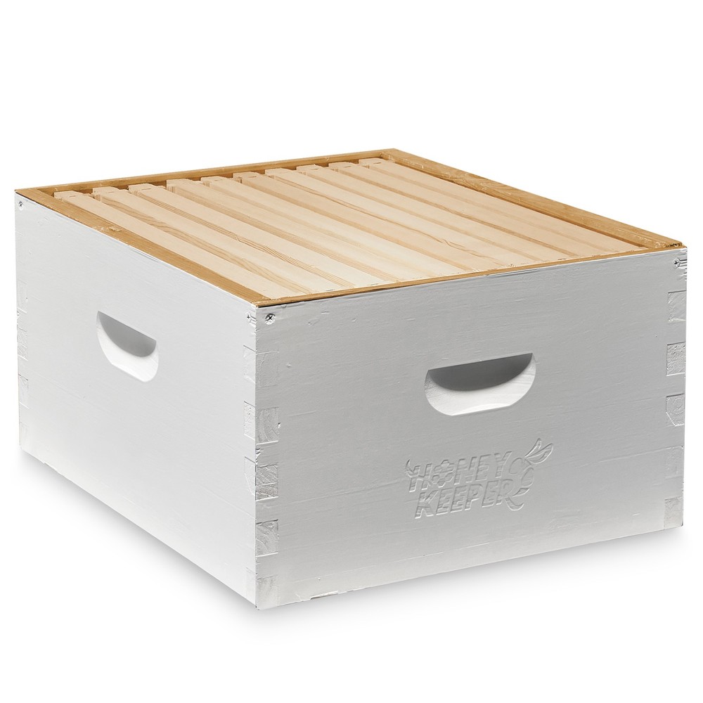 Complete Deep Hive Body Kit, Painted and Assembled Beehive with 10-Frames, White
