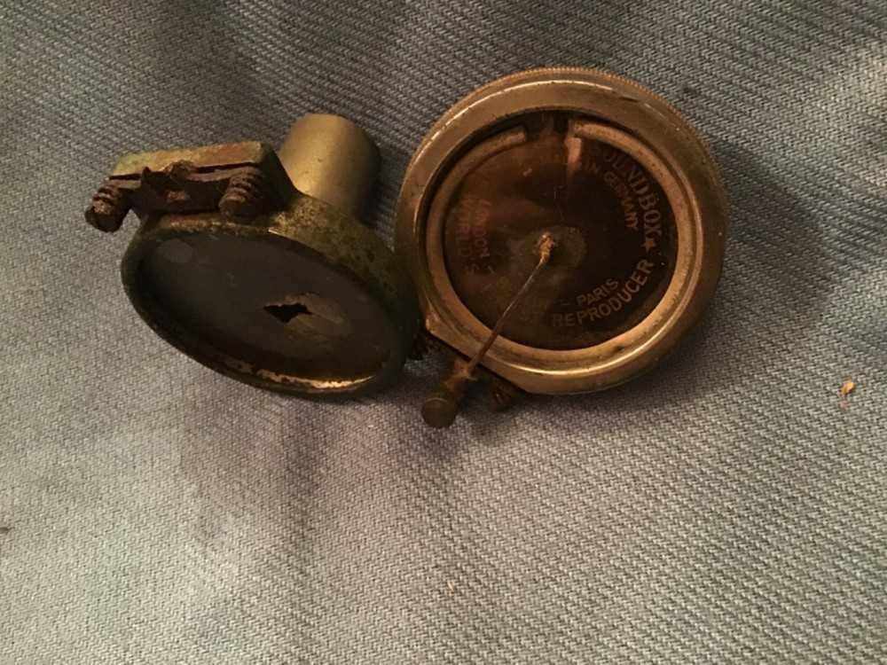 2 front mount phonograph reproducers- as found for restoration