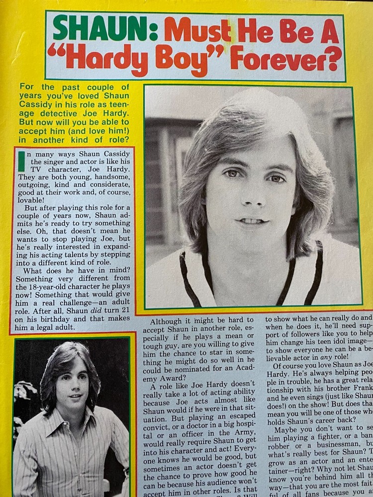 Shaun Cassidy, Full Page Vintage Clipping