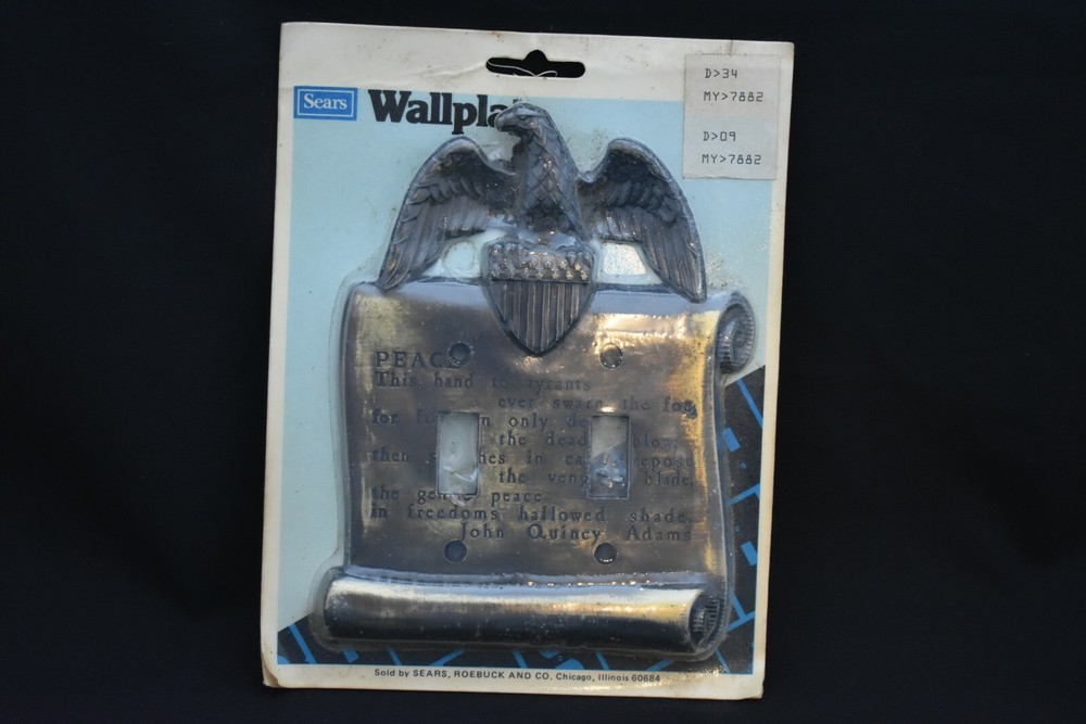 Double Light Switch Wallplate American Eagle John Q. Adams Quote NOS