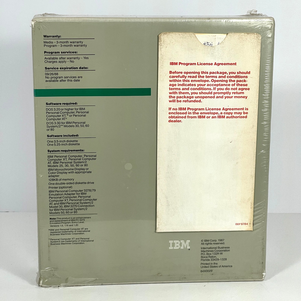 1987 IBM 3270 PC Emulation Program Version 1.21 - 3.5" & 5.25" diskettes -SEALED