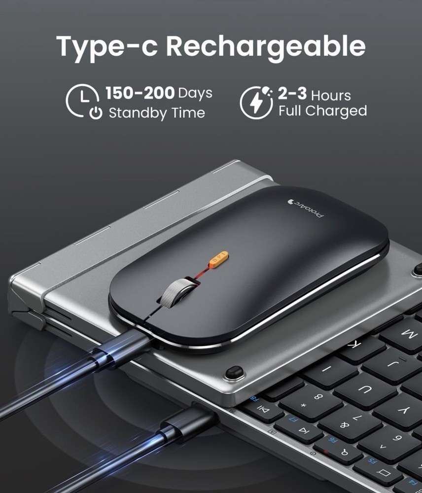 ProtoArc Foldable Keyboard and Mouse, XKM01 True Full-Size Folding Wireless
