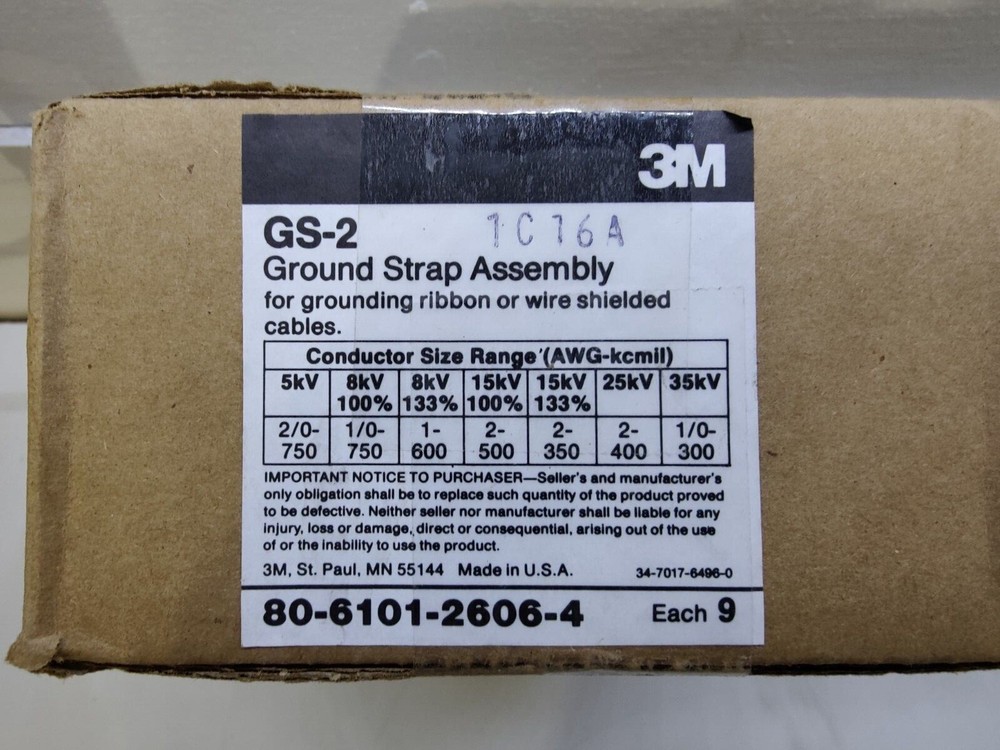 New (3 Pack) GS-2 3M Ground Strap Assembly Kit 5 to 35 kV