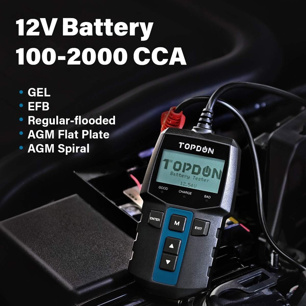 2025 TOPDON BT100 Car Battery Tester 100-2000 CCALoad Tester 3 Testing Functions