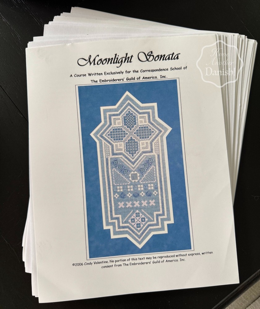 Hardanger Sampler Pattern Chart Packet Moonlight Sonata Cindy Valentine 2006