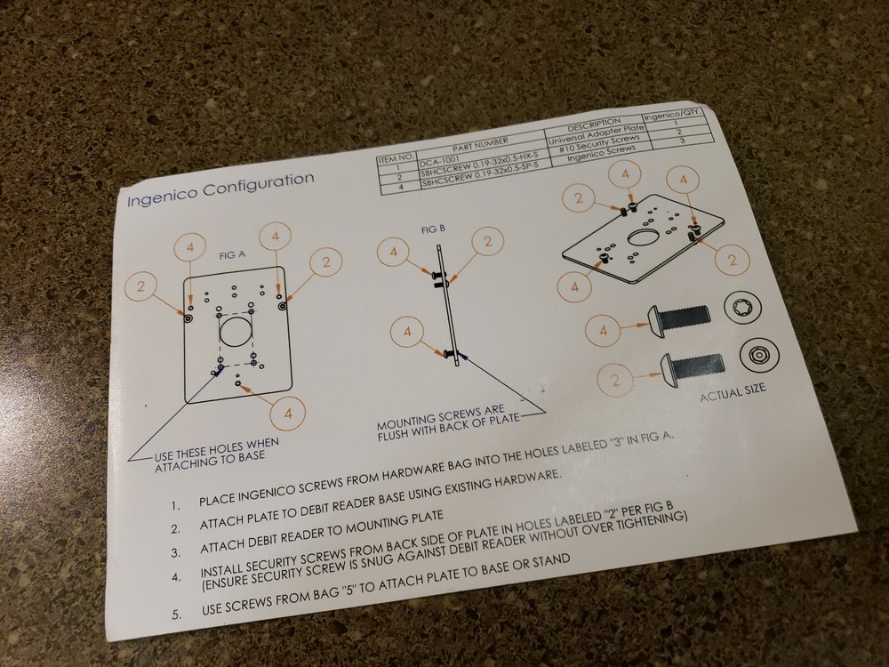 Verifone DCA-1001 Universal Adapter Plate With Hardware