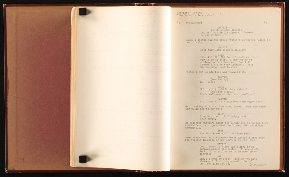 FRIENDLY PERSUASION Original Movie Script 1955 / Gary Cooper
