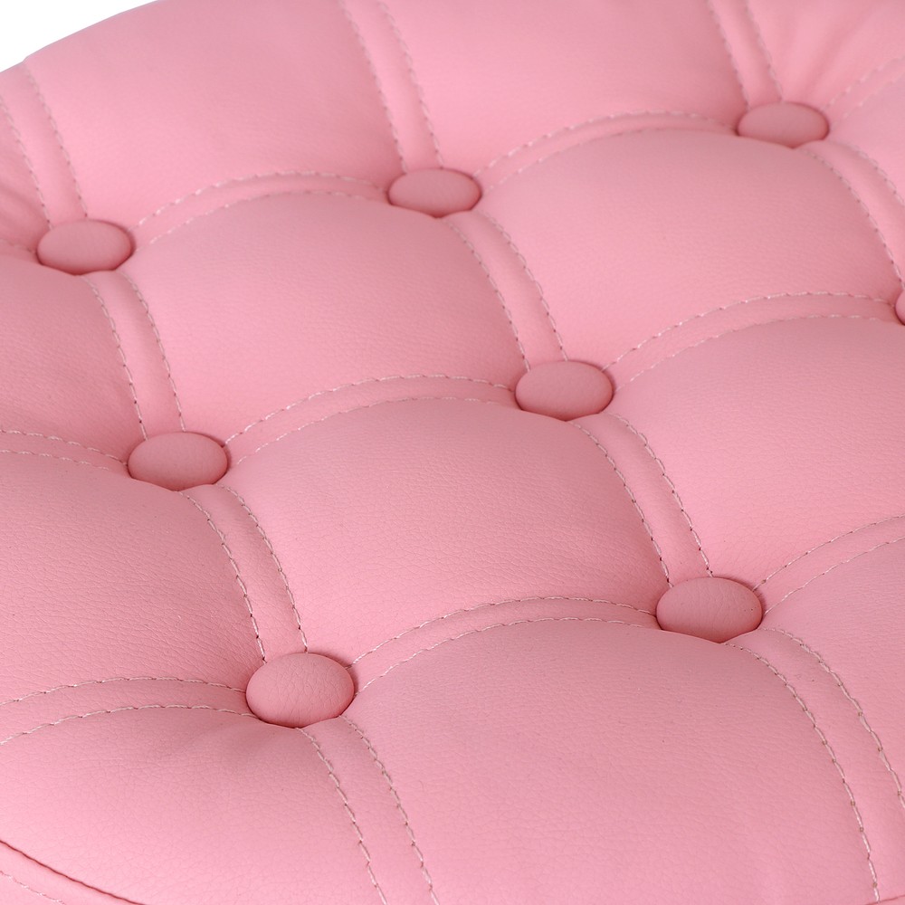 Pink Vanity stool for Makeup Room Adjustable Height PU Leather Bar Stool