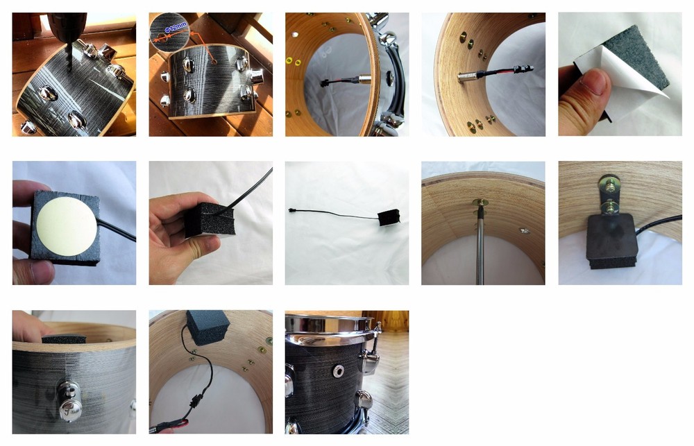 Drum Single Trigger set for DIY edrum / For Use on Acoustic Wood Drum Shell