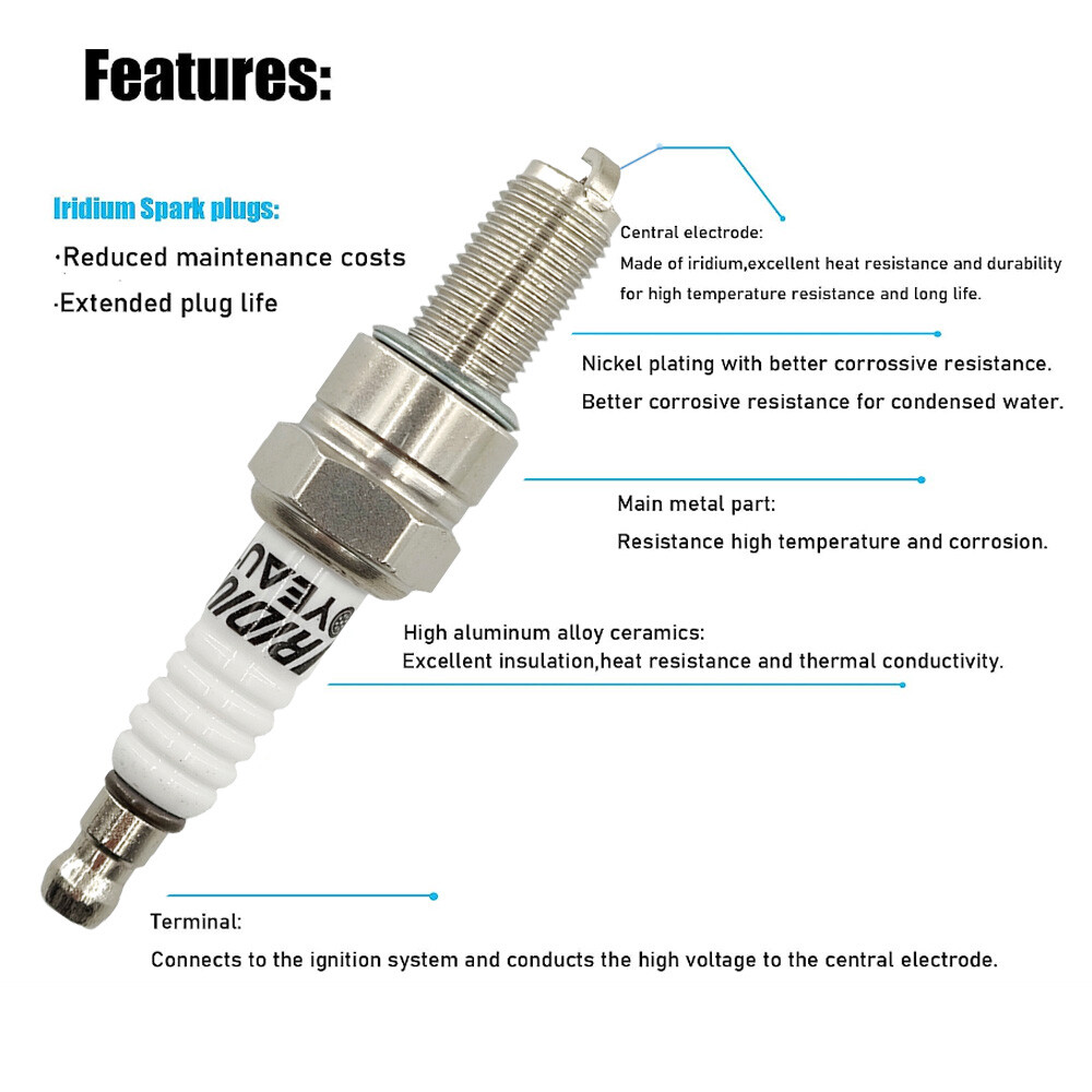 4X Iridium Spark Plugs For Kawasaki Ninja ZX10R Ninja ZX6 Vulcan Suzuki Yamaha