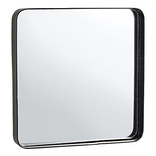 Iron Framed Decorative Wall Mirror, 7.87" Square, Black