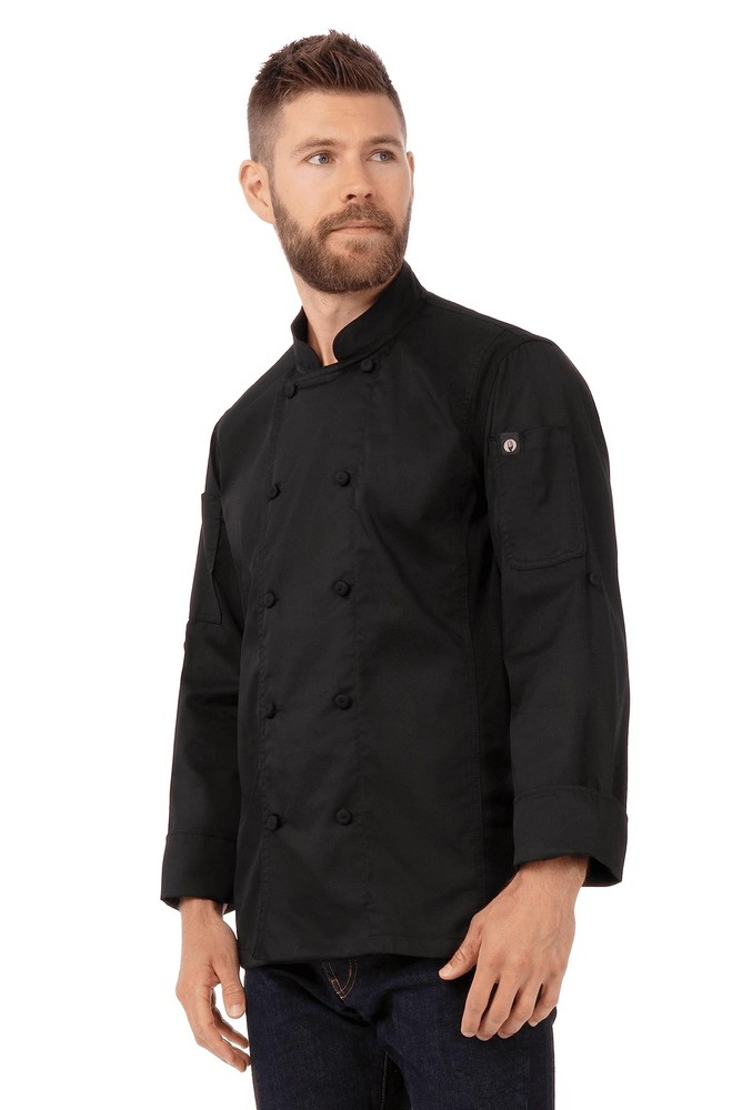 Men's Bowden Chef Coat, Black, Medium