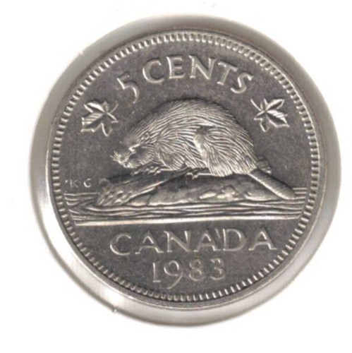 1983 Canada Circulated QE2 & Beaver Five Cents!