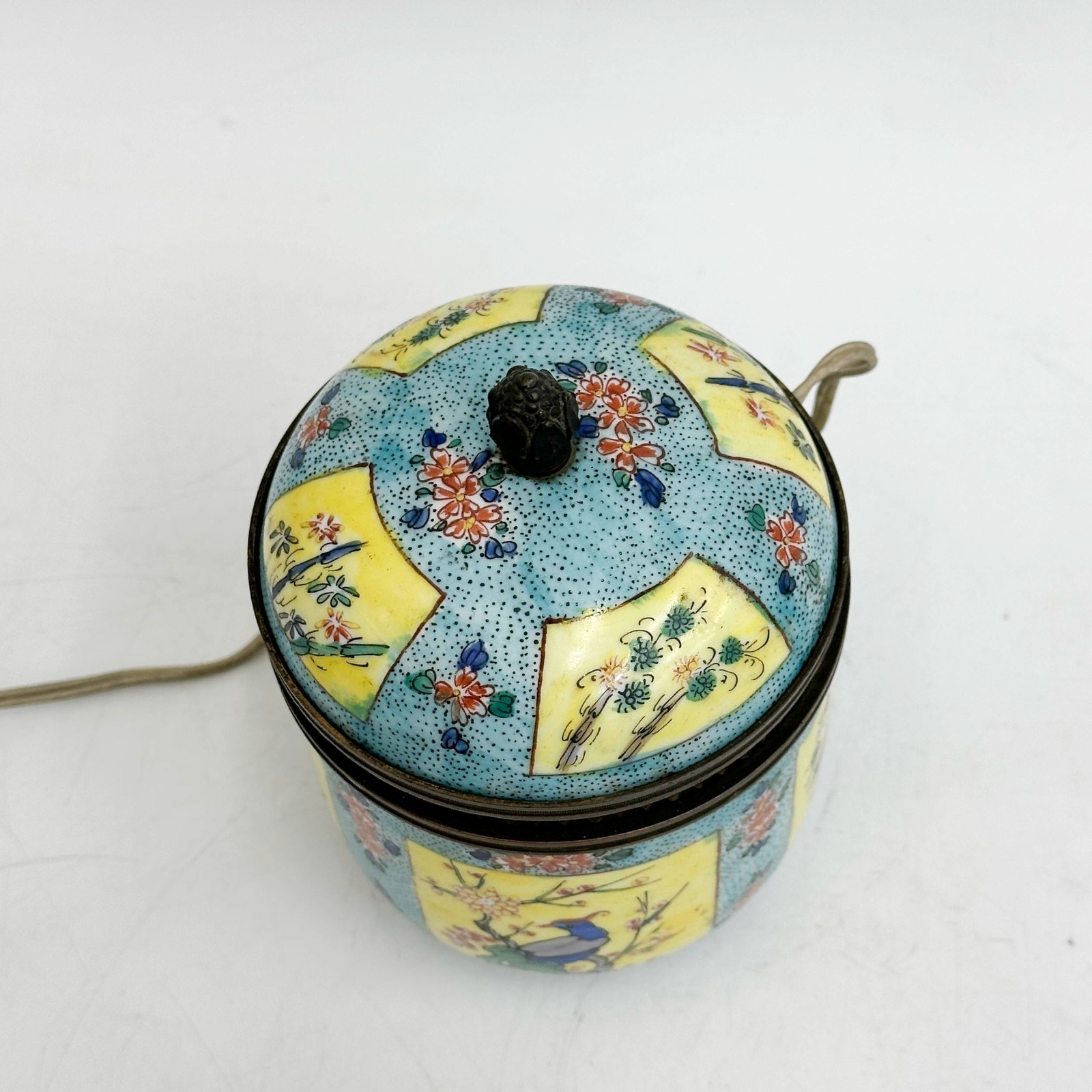 Chinese Enameled Porcelain Mounted Lamp Jar early 20th century