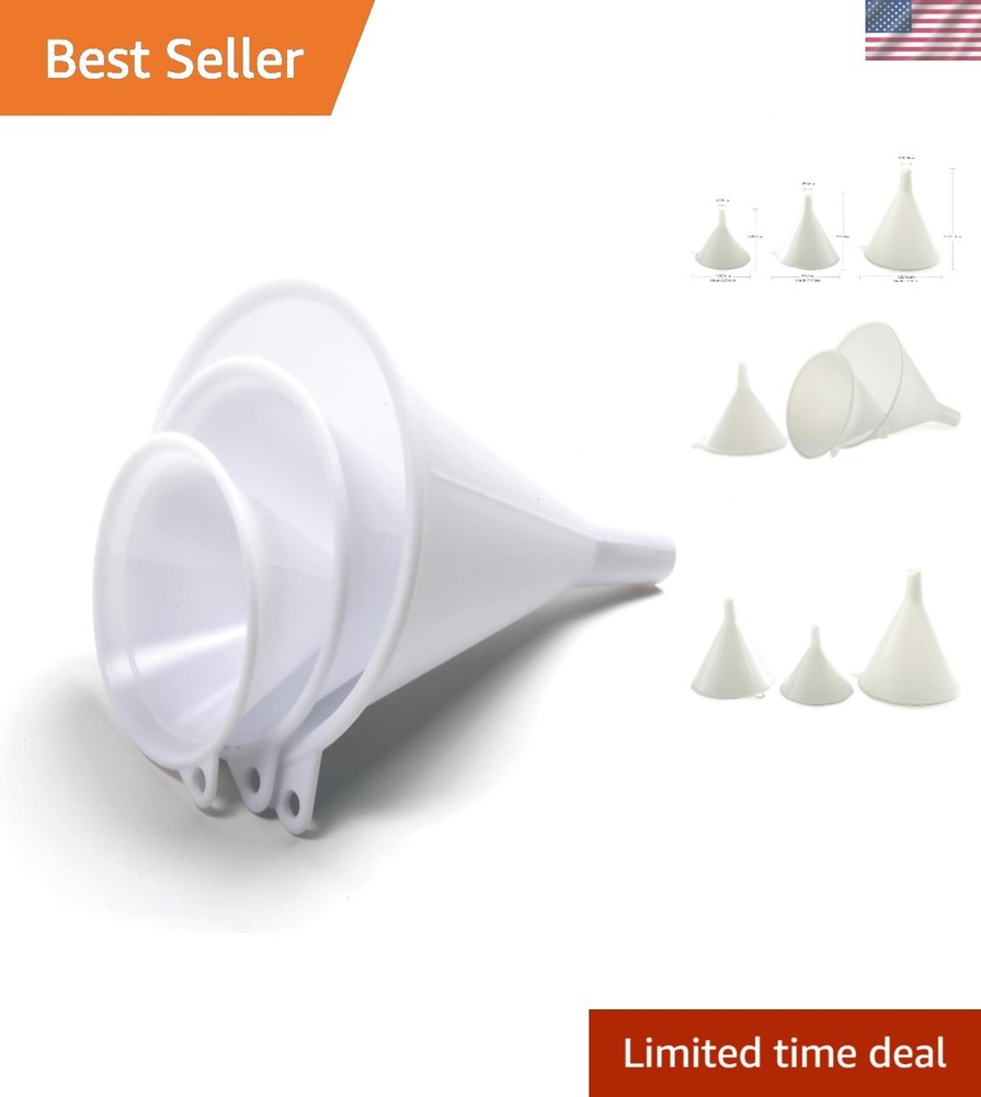 White Plastic Funnels Set of 3 - Versatile Kitchen Tool for All Sizes