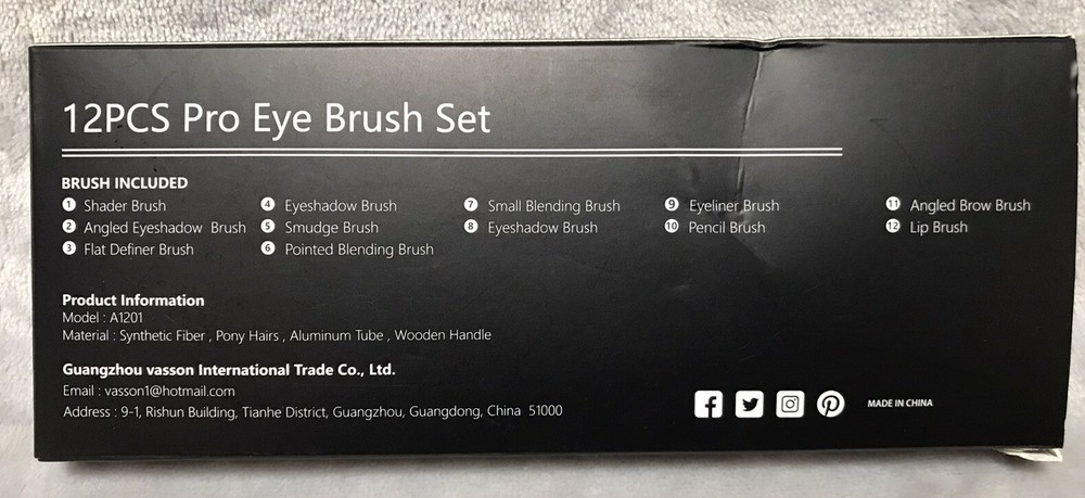 NEW Vasson 12pc Pro Eye Makeup Brush Set
