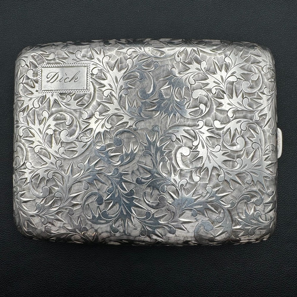 Victorian Sterling Silver Cigarette Case engraved "Dick"