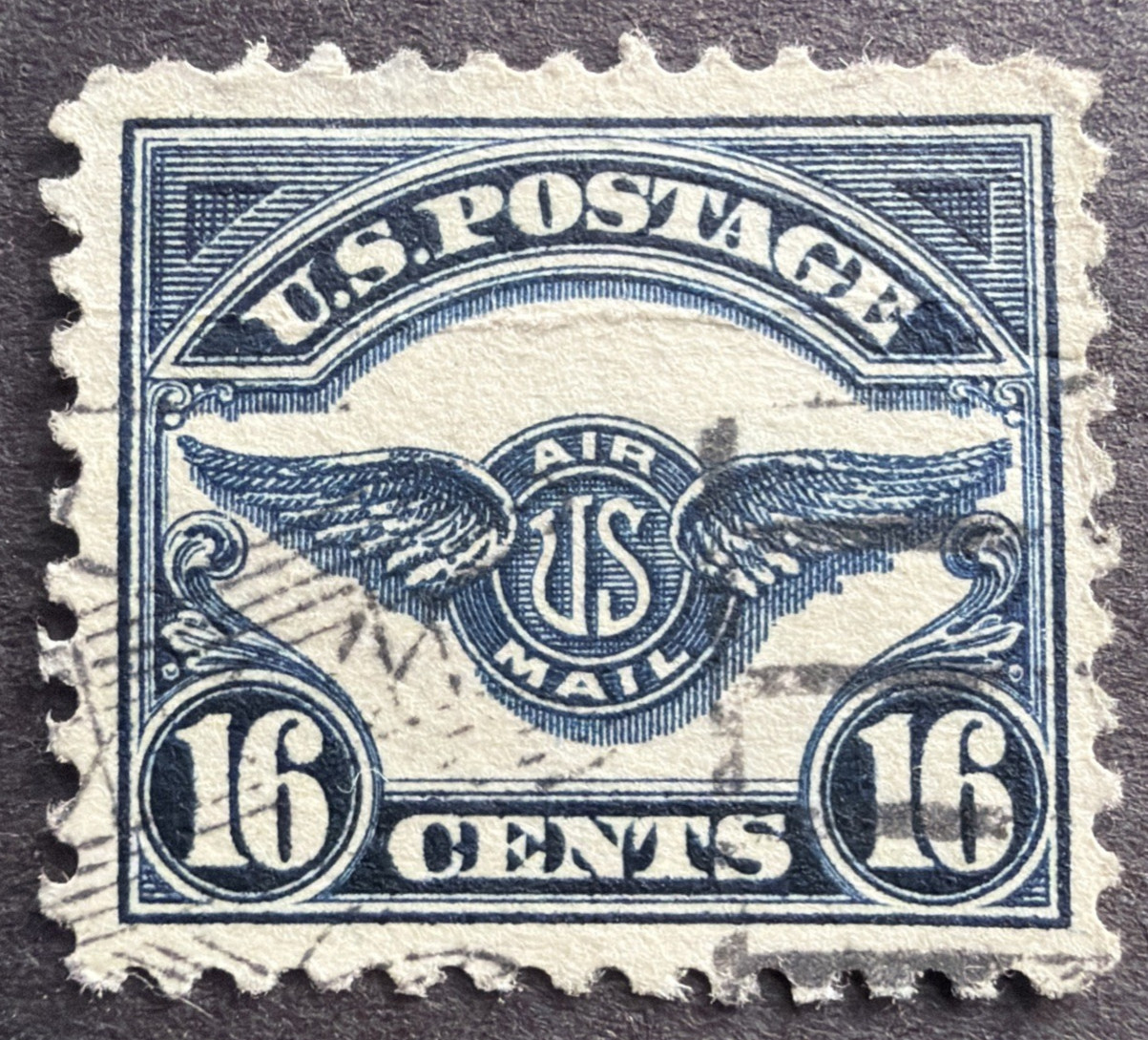 US 1923 Scott # C5 Used Air Post Stamp of Air Service Emblem 16c