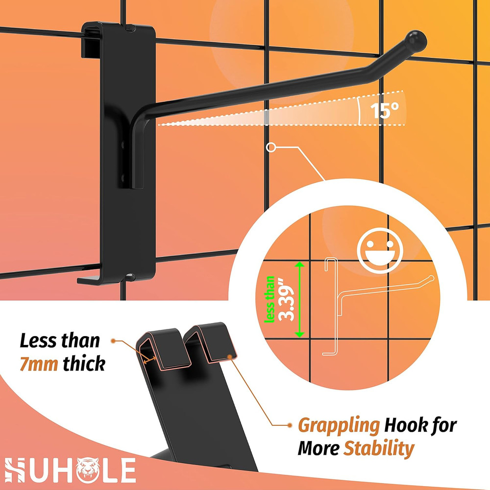Gridwall Hooks 6 Inch, 32PC Display Hooks for Grid Wall, Hook for Grid Wall Pane