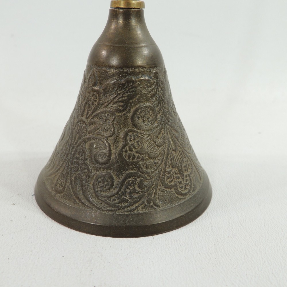 Solid Brass Table Service Bell Ornate Design 6 1/2 x 2 3/4"