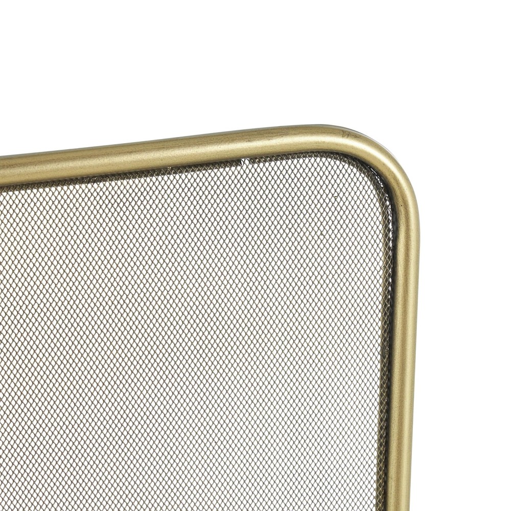 Metal Geometric 1 Panel Fireplace Screen with Rounded Edges and Rectangular B...