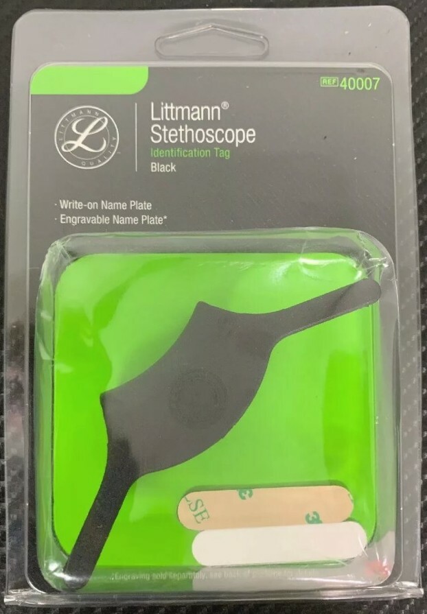 3M Littmann Stethoscope Identification Tag Black Engravable/Write-on Name Plate