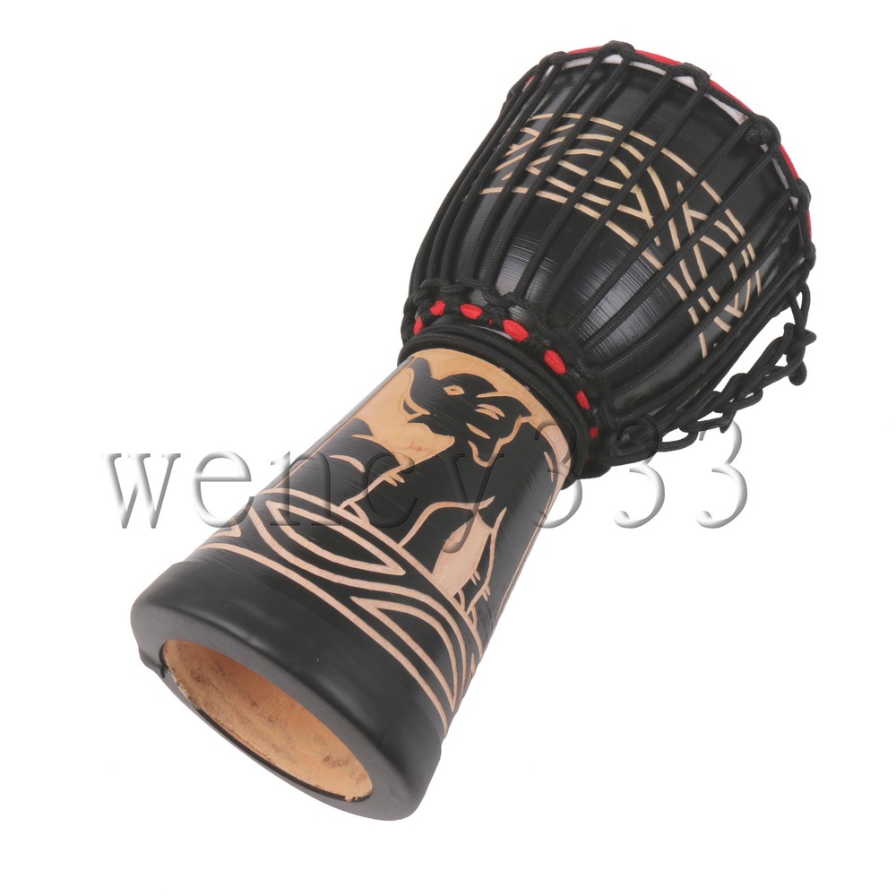 Professional Bongo Congo African Hand Drum 8inch Diameter Black Elephant Pattern